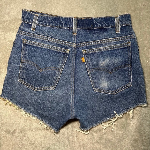 Levi's Pants - Levis 575 Jean Shorts Women Size 29x3 Orange Tab High Waist‎ Cut Off Dark Denim